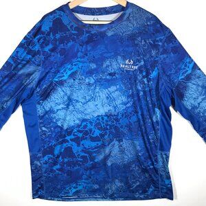 Realtree Fishing Men's XL Blue Realtree Wave Pattern Long Sleeve Shirt
